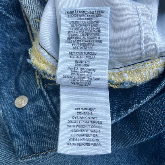 Free People Jeans Sz 29 Maggie Mid Rise Straight Leg Distressed Boho Casual Crop - Picture 9 of 9